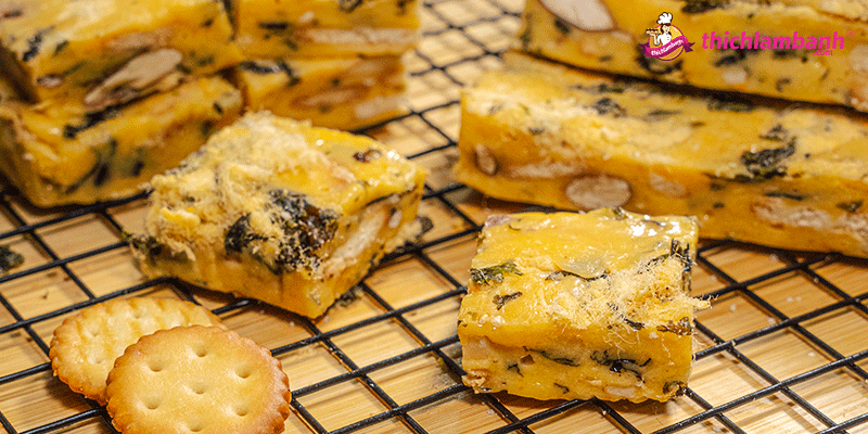 Cách làm kẹo nougat trứng muối chà bông rong biển mềm dẻo ngon miệng