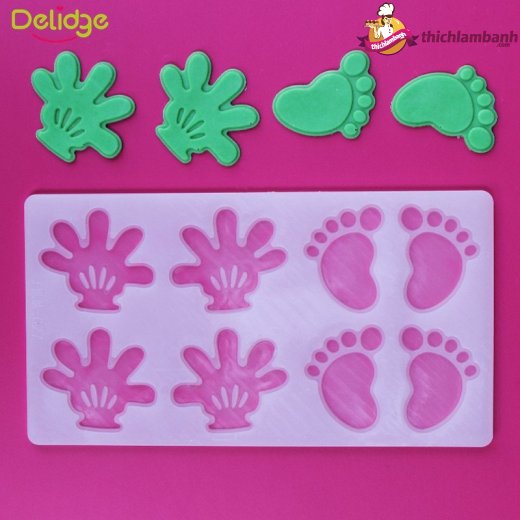 Khuôn silicon mỏng decor 8 tay chân hoạt hình