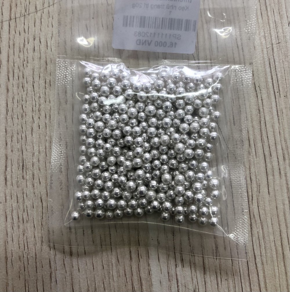 Kẹo nhũ bi bạc 4mm Kẹo nhũ bi bạc 4mm