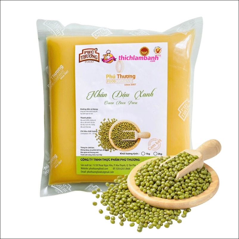 Đậu Xanh - Nhân sên sẵn bánh trung thu Phú Thương 1KG Đậu Xanh - Nhân sên sẵn bánh trung thu Phú Thương 1KG