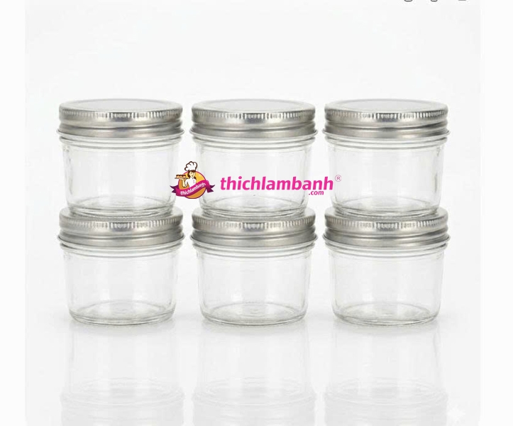Set 6 hũ thủy tinh nắp nhôm 100ml Set 6 hũ thủy tinh nắp nhôm 100ml