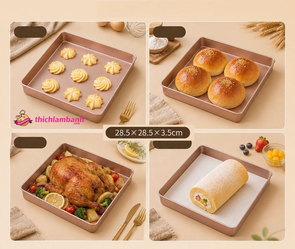 Khuôn vuông nướng bánh chống dính 28cm Khuôn vuông nướng bánh chống dính 28cm