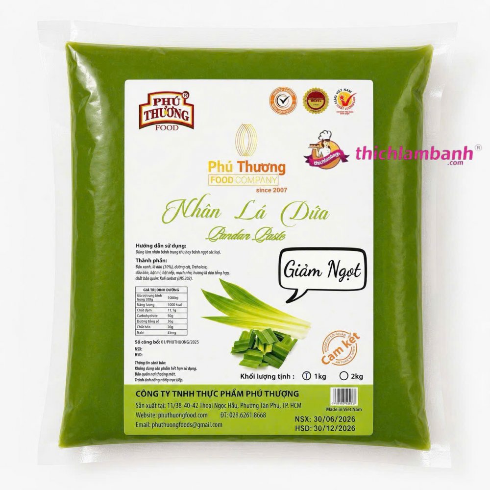 Lá dứa - Nhân Giảm ngọt Phú Thương 1Kg Lá dứa - Nhân Giảm ngọt Phú Thương 1Kg