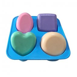 Khuôn silicon 4 hình vuông tròn tim thoi