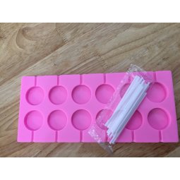 Khuôn silicone 12 hình tròn tự làm kẹo mút lollipop