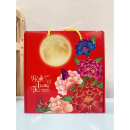 Hộp trung thu dày có quai xách đựng 4 bánh 200-250g 