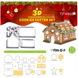 Bộ 10 khuôn nhấn inox hình ngôi nhà 3D