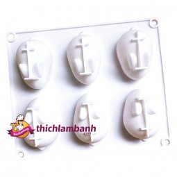 Khuôn silicon 6 con thỏ 3D