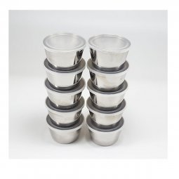 Bộ 10 khuôn inox làm flan kèm nắp nhựa