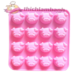 Khuôn silicon 16 mặt heo hồng