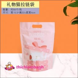 Túi zip mẫu Mèo Hồng