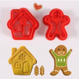 Bộ nhấn nhựa 2 bánh quy Giáng sinh đỏ