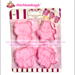 Bộ 4 Nhấn Bánh Quy Thú cưng (Gấu, Voi, Sư tử, Hà mã) / Cookie Cutters B66