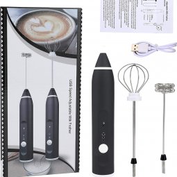 Máy tạo bọt sữa sạc usb 2 loại đầu khuấy cafe và đánh trứng