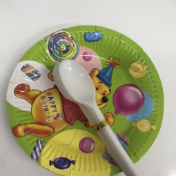 Bộ 10 đĩa giấy và 10 muỗng ăn bánh sinh nhật
