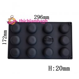 Khuôn silicon 12 tròn dẹt bánh lạnh