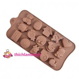 Khuôn silicon 15 gấu heo