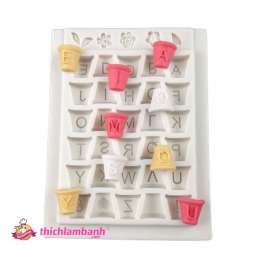 Khuôn silicon 4D 30 chậu hoa chữ cái MK-1668