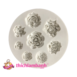 Khuôn silicon 4D 9 bông hồng MK - 007