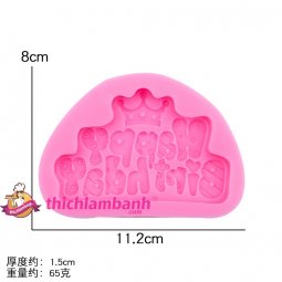 Khuôn silicon 4D Happy birthday 1396