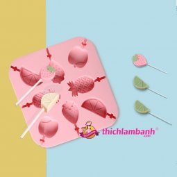 Khuôn kẹo mút silicon 8 trái cây