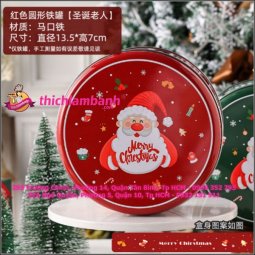 Hộp tròn thiếc Giáng sinh Ông già noen