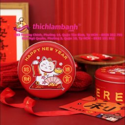 Hộp thiếc Tết Mèo thần tài