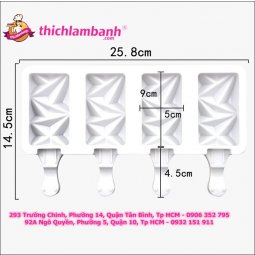 Khuôn kem silicon 3 hình chữ nhật kim cương
