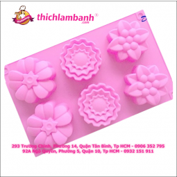 Khuôn silicon 6 hoa lớn 3 kiểu