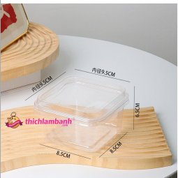 10 Hộp vuông nhựa JLH10-6 400ml đựng bánh tiramisu, bánh mouse olong nhãn lài