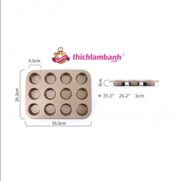 Khuôn cupcake 12 lỗ Vàng