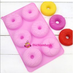 Khuôn silicon 6 donut hoạ tiết
