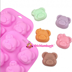 Khuôn silicon 6 gấu cute
