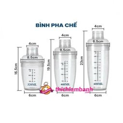 Bình lắc Shaker pha chế nhựa chia vạch đen Việt Nhật 